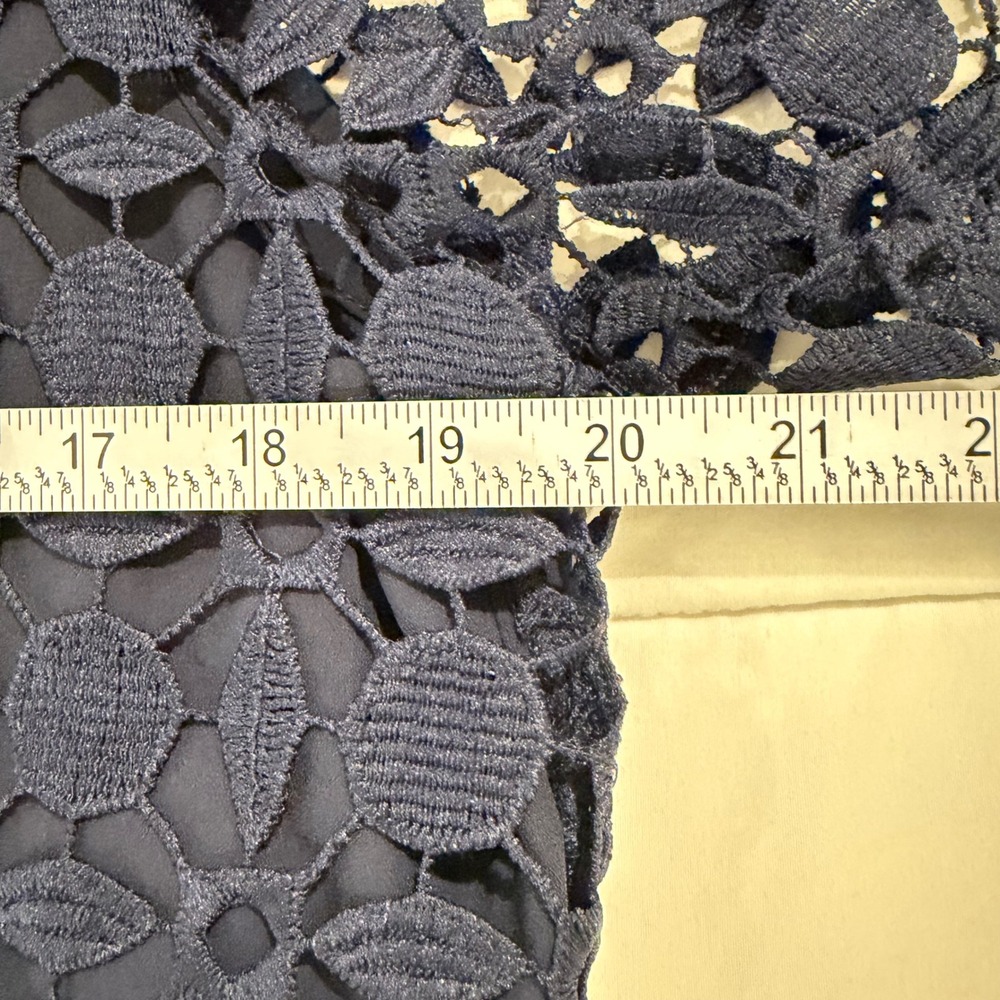 Renee C Crochet Top Women XL Navy NEW Short Sleeve Geometric Lace Blouse - Picture 10 of 16